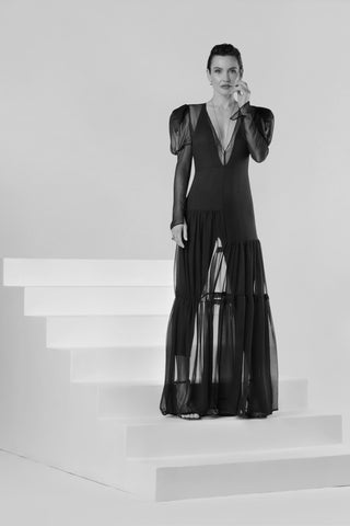 AHD LA Black Silk Chiffon Dress & Black Leotard by Anthony Hamdan Djendeli