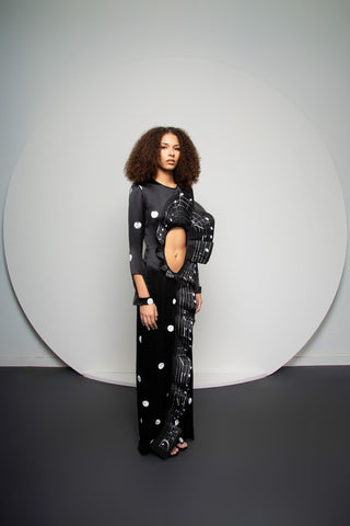 Djendeli - Vogue Dress - Dresses - Black/White - Silk