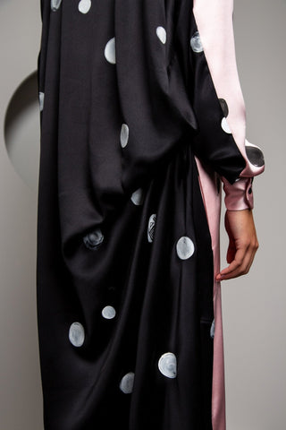 Djellaba-Style Polka Dot Silk Dress - Djendeli - Diaspora Djellaba Dress - Dresses - Pink/Black/White - Silk