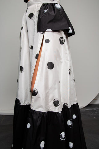 High-Waisted Silk Taffeta A-Line Skirt - Djendeli - Isobel Skirt - Skirts - White/Black - Silk