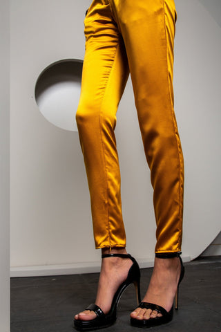 Gold Silk Straight-Leg Pants - Djendeli - Moon Pants - Pants - S - Silk