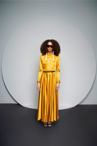 Gold Silk Maxi Dress - Djendeli - Mylene Dress - Dresses - Gold - Silk