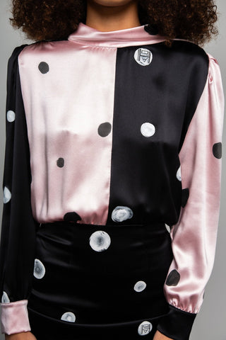 Djendeli - Nutbush Mini Dress - Dresses - Pink/Black/White - Silk