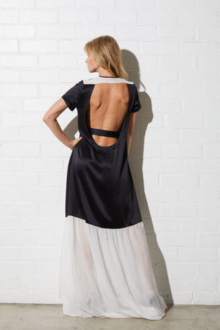 Djendeli - Open Back Dress - Dresses - S - Black & White